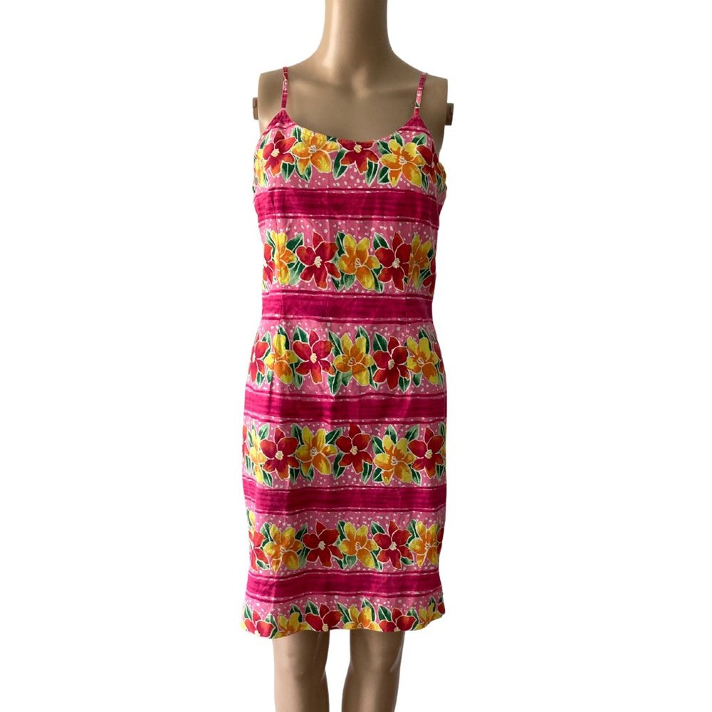 British Khaki Hibiscus Print Size 6 Dress